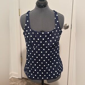 Navy Polka Dot Women's Top Lands’ End size 14